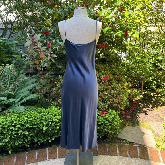 Theory Telson Silk Satin Slip Dress Blue Sz 2 - Picture 3 of 8